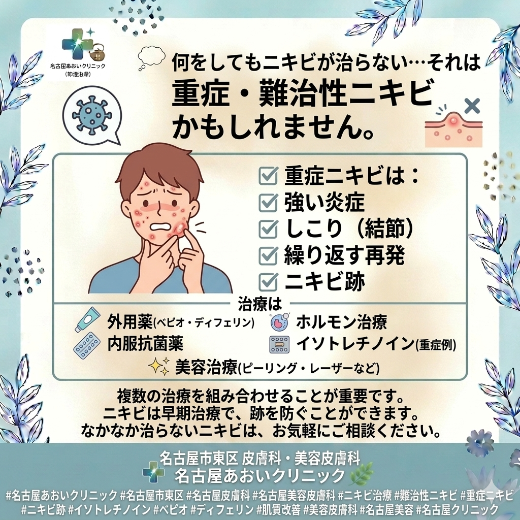重症・難治性ニキビの治療について　名古屋あおいクリニック