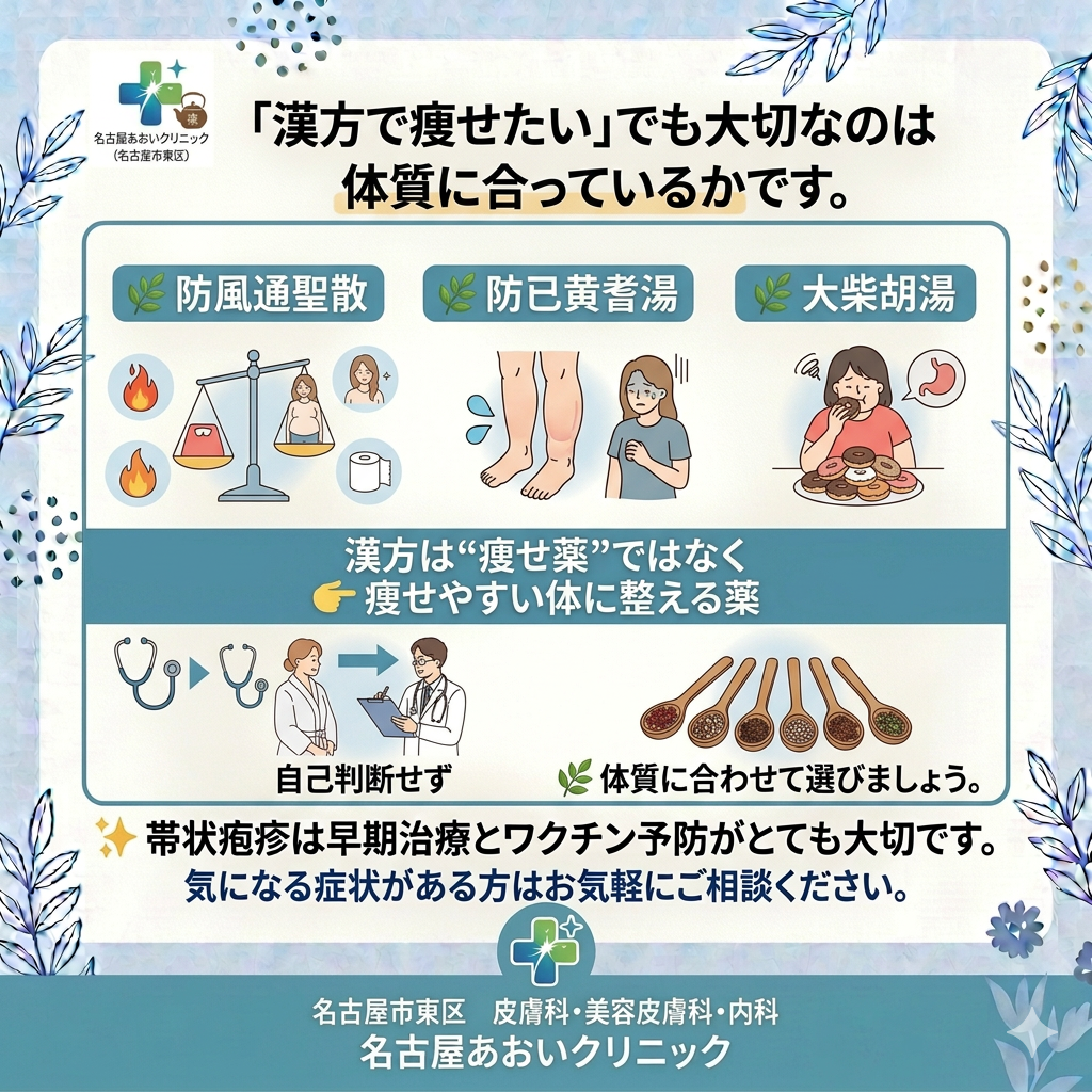 ダイエット漢方：防風・防已・大柴胡（大柴胡湯）とは？― 体質で選ぶ「痩せ薬」ではなく「整える薬」 ―名古屋あおいクリニック