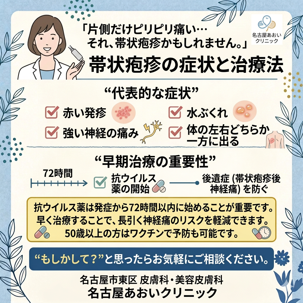 帯状疱疹の原因と治療について　名古屋あおいクリニック