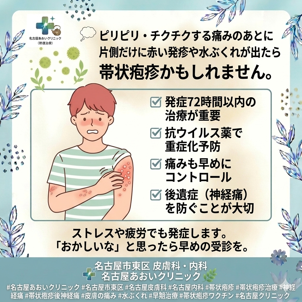 帯状疱疹の症状と治療について　名古屋あおいクリニック