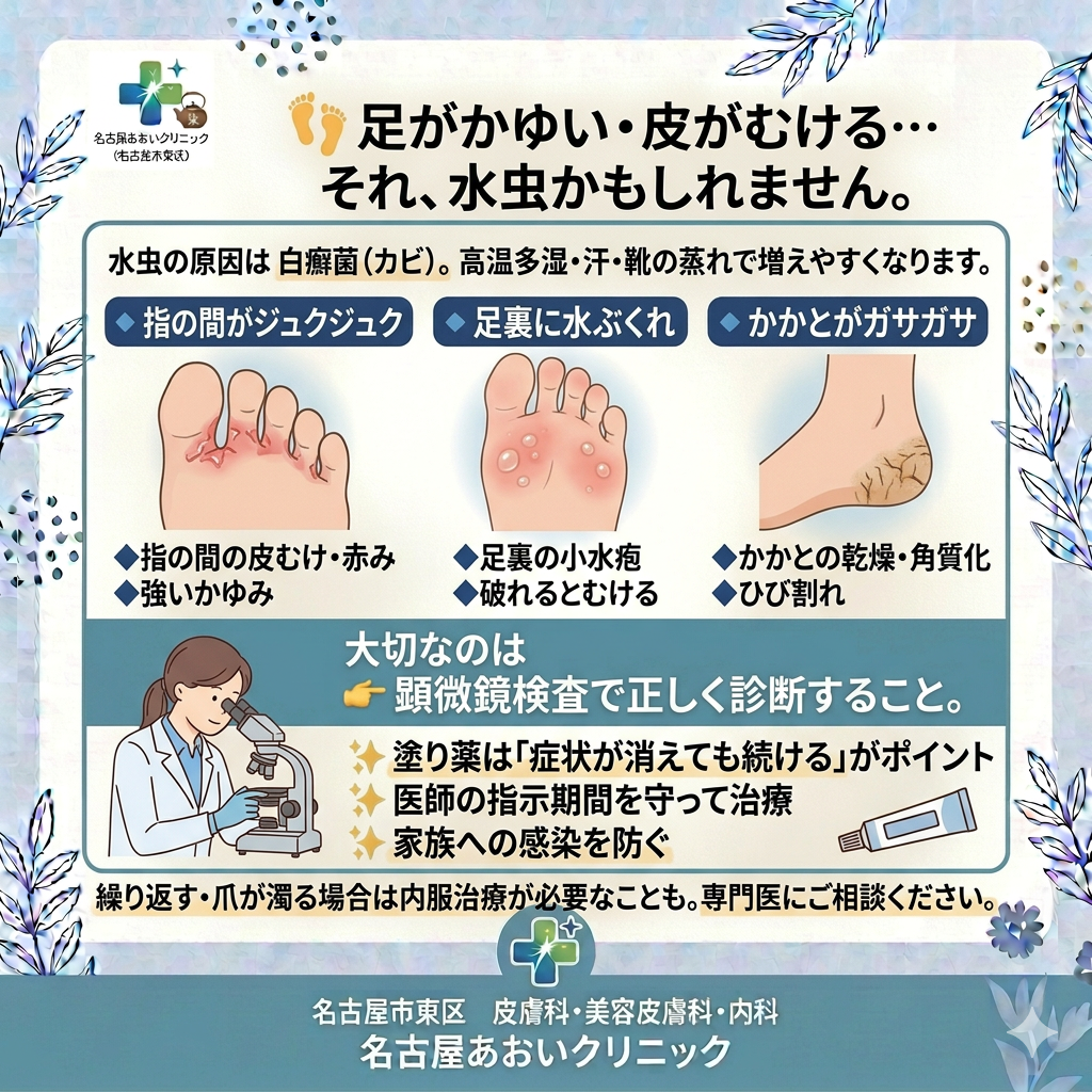 水虫の原因と治療について　名古屋あおいクリニック