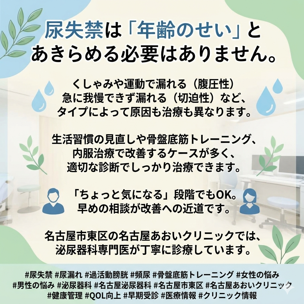 尿失禁の原因と治療について　名古屋あおいクリニック