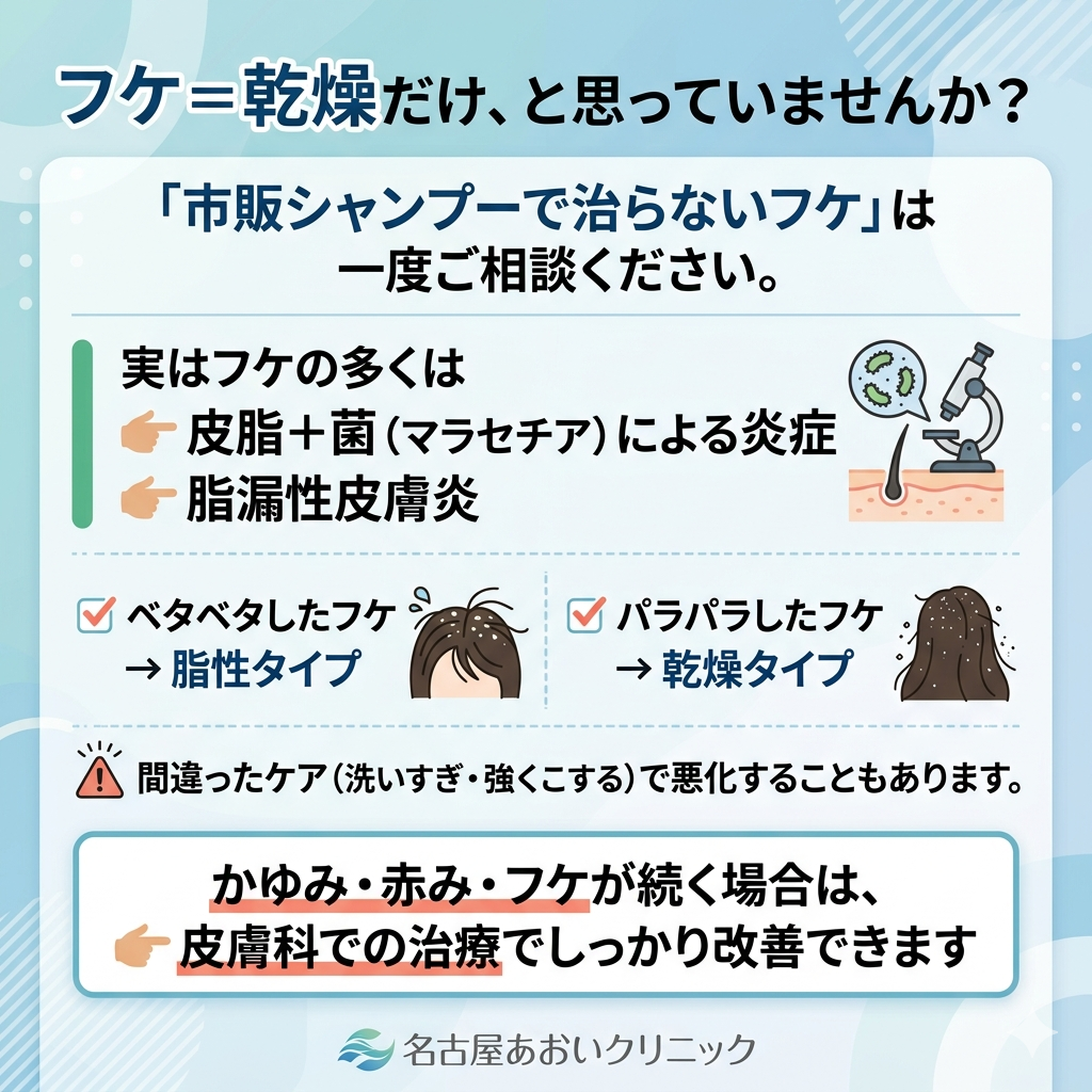 フケの原因と治療　名古屋市東区・皮膚科｜名古屋あおいクリニック