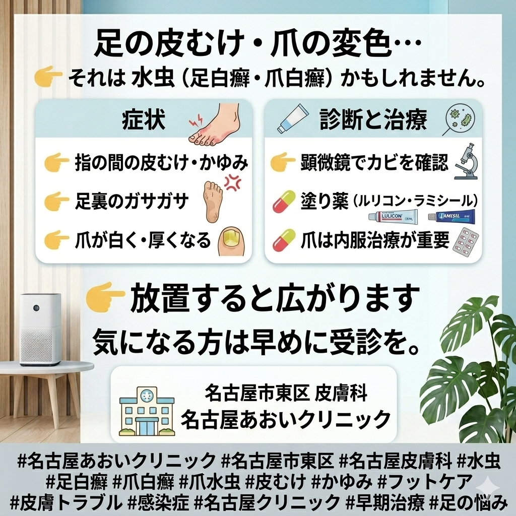足白癬・爪白癬の診断と治療について　名古屋あおいクリニック