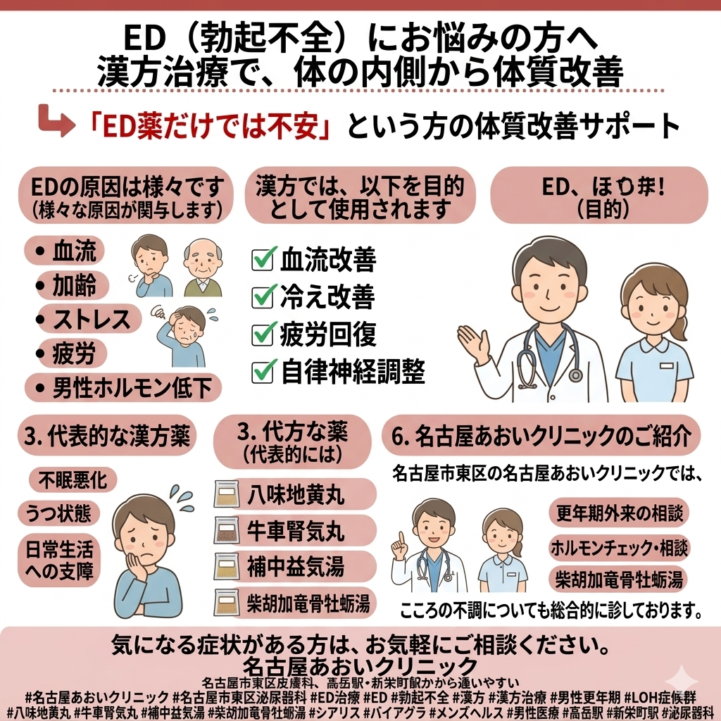 ED（勃起不全）治療に効果を発揮する可能性のある漢方について