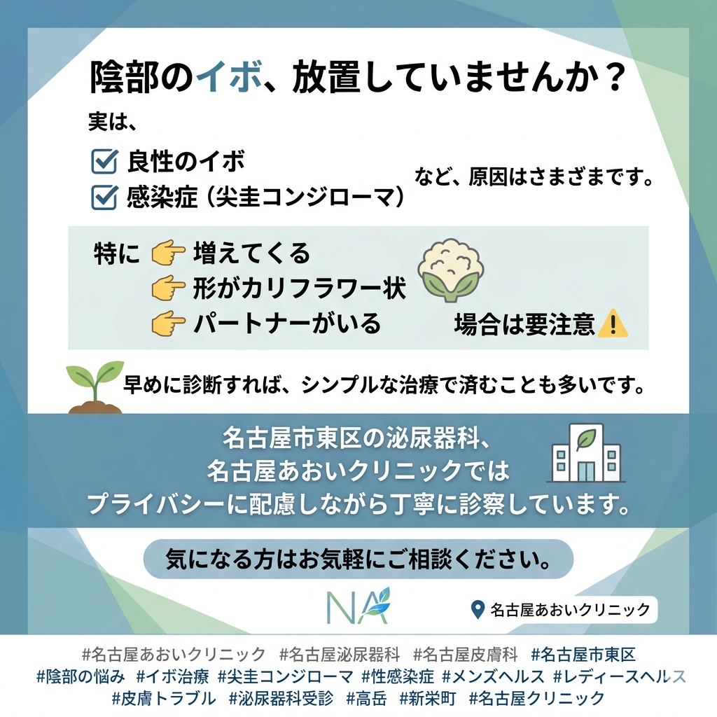 陰部のイボとは？　名古屋市東区、泌尿器科、名古屋あおいクリニック