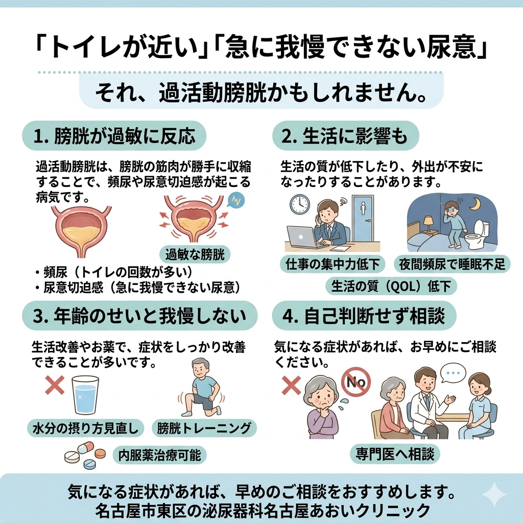 過活動膀胱とは？原因と治療をわかりやすく解説　名古屋市東区の泌尿器科 名古屋あおいクリニック