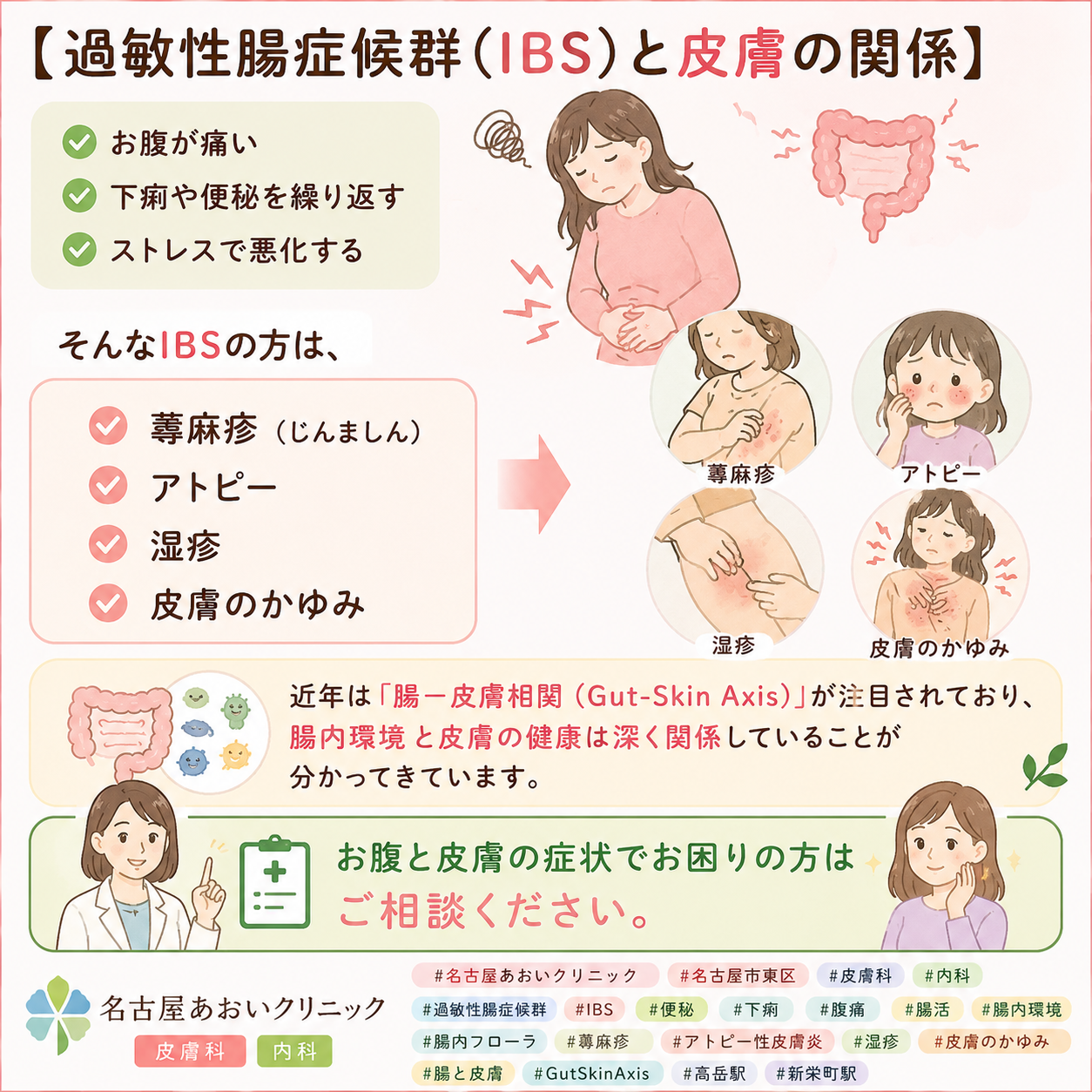 過敏性腸症候群（IBS）とは？皮膚症状が出ることはある？