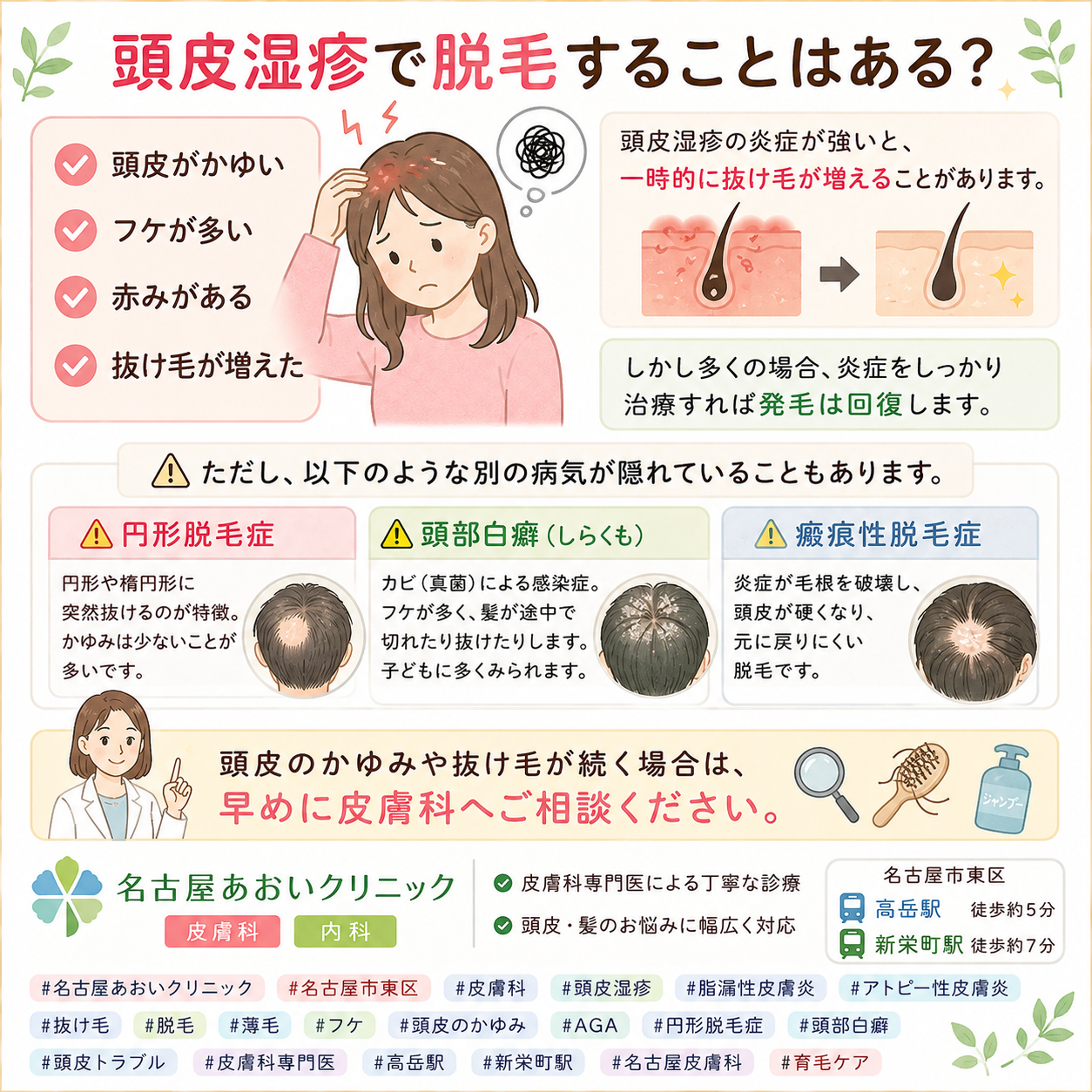 頭皮湿疹で脱毛は進行してしまう？原因と治療について