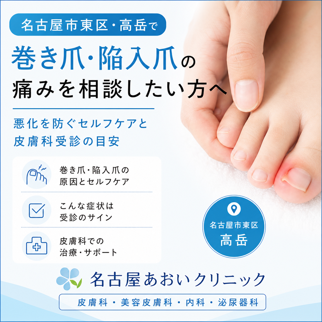 名古屋市東区・高岳で巻き爪・陥入爪の痛みを相談したい方へ｜悪化を防ぐセルフケアと皮膚科受診の目安