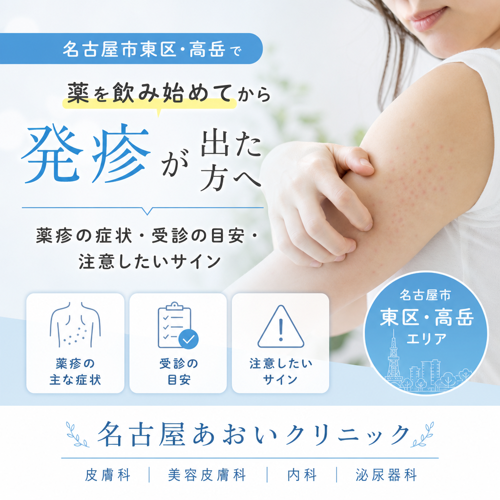 名古屋市東区・高岳で薬を飲み始めてから発疹が出た方へ｜薬疹の症状・受診の目安・注意したいサイン